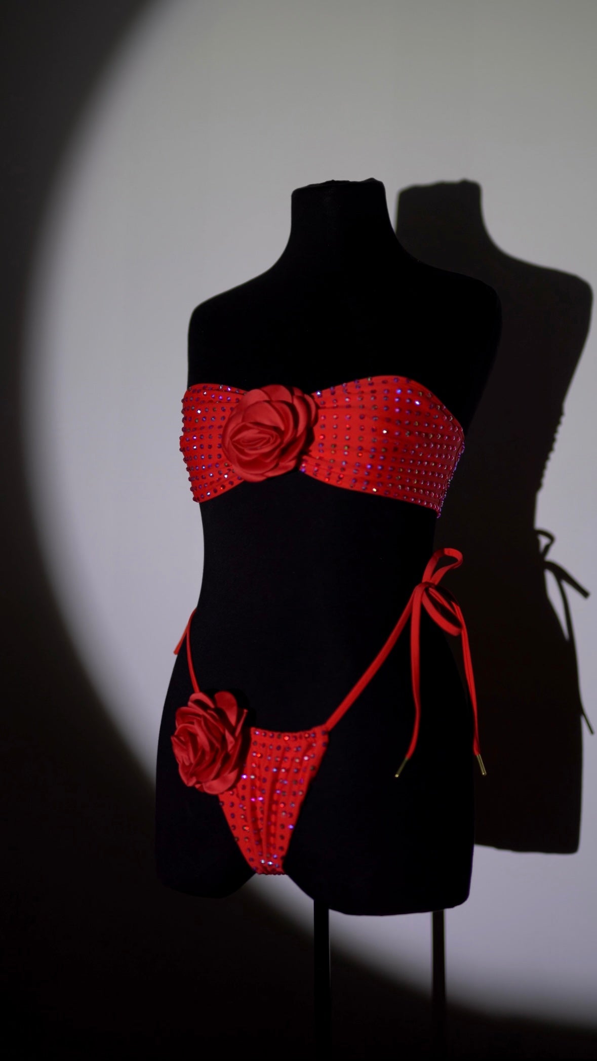 RHINESTONE ROSE BIKINI BANDEAU TOP