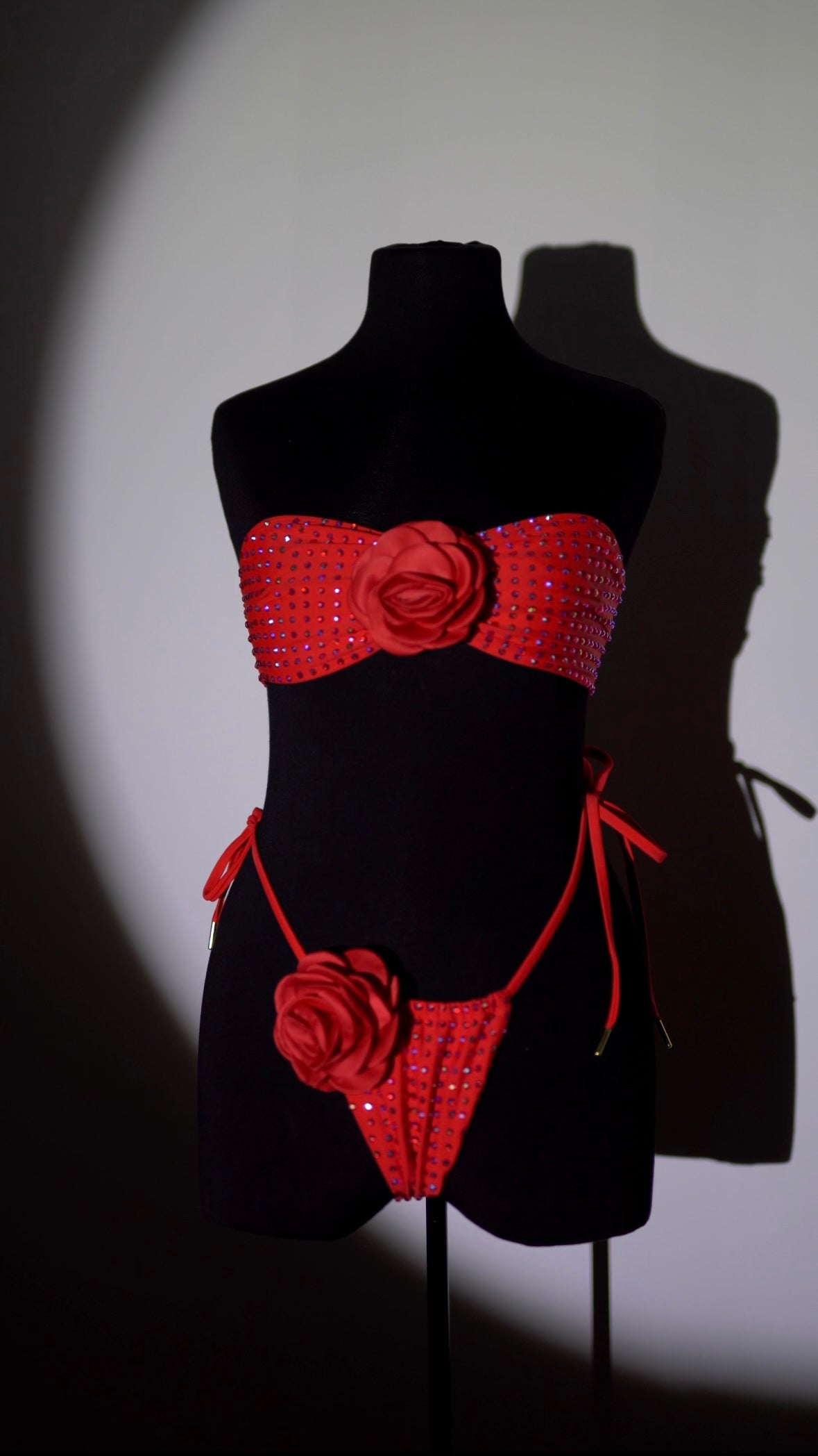 RHINESTONE ROSE BIKINI BANDEAU TOP