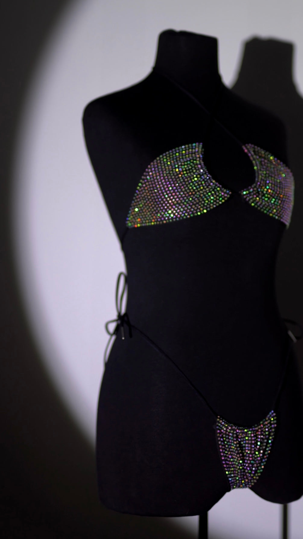 RHINESTONE BIKINI TOP - BLACK