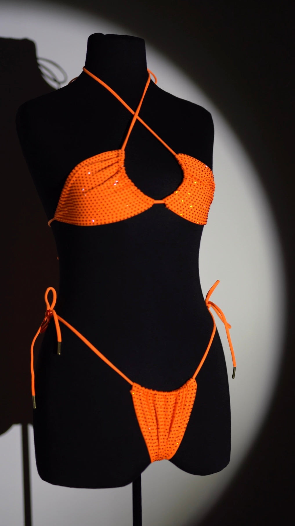 RHINESTONE BIKINI TOP - ORANGE