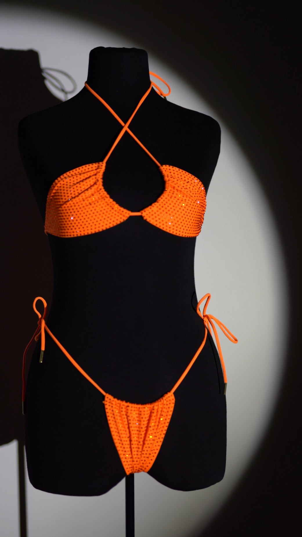 RHINESTONE BIKINI TOP - ORANGE