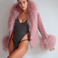 GENUINE LEATHER & MONGOLIAN FUR JACKET - BLUSH PINK