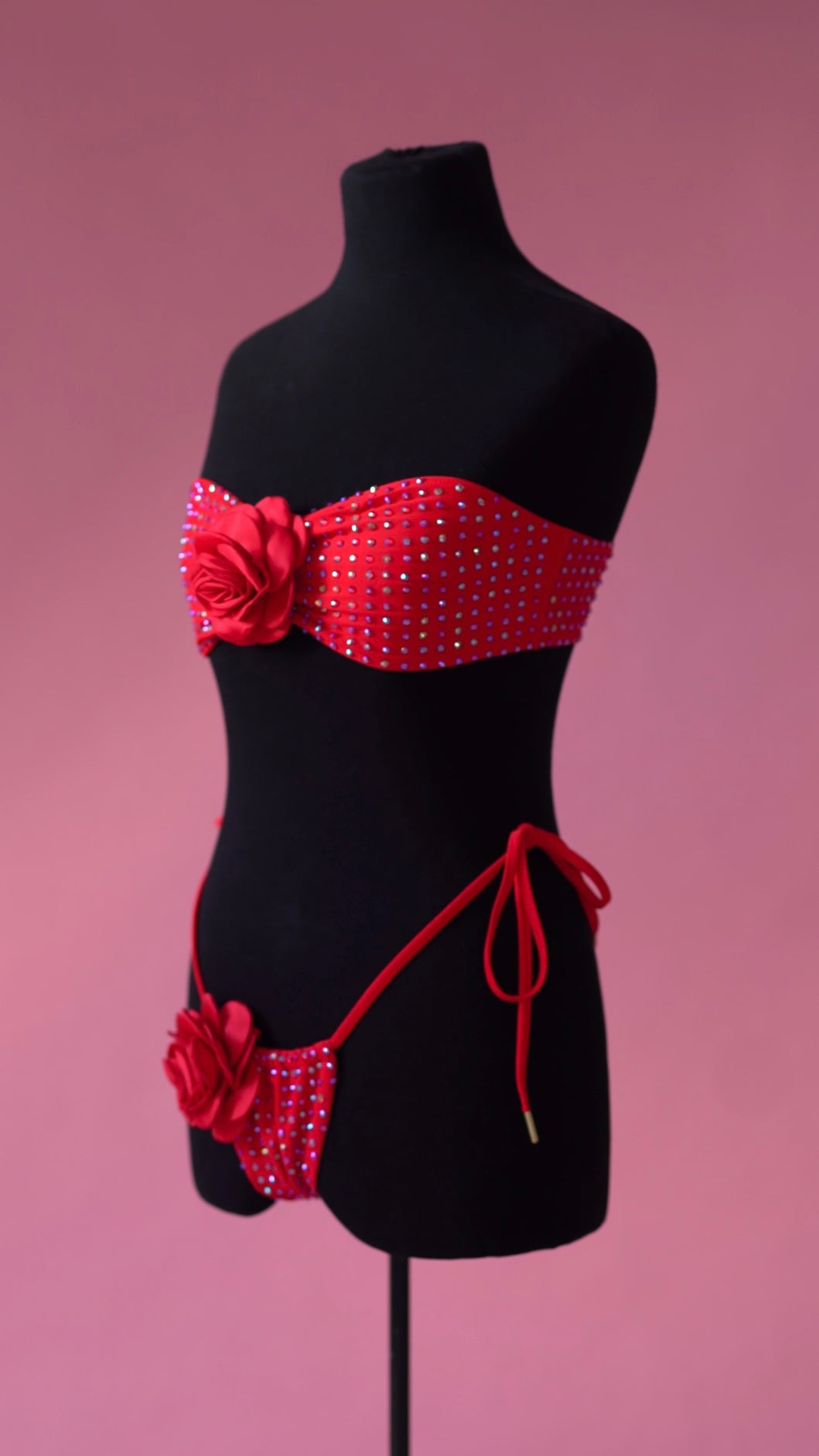 RHINESTONE ROSE BIKINI BANDEAU TOP