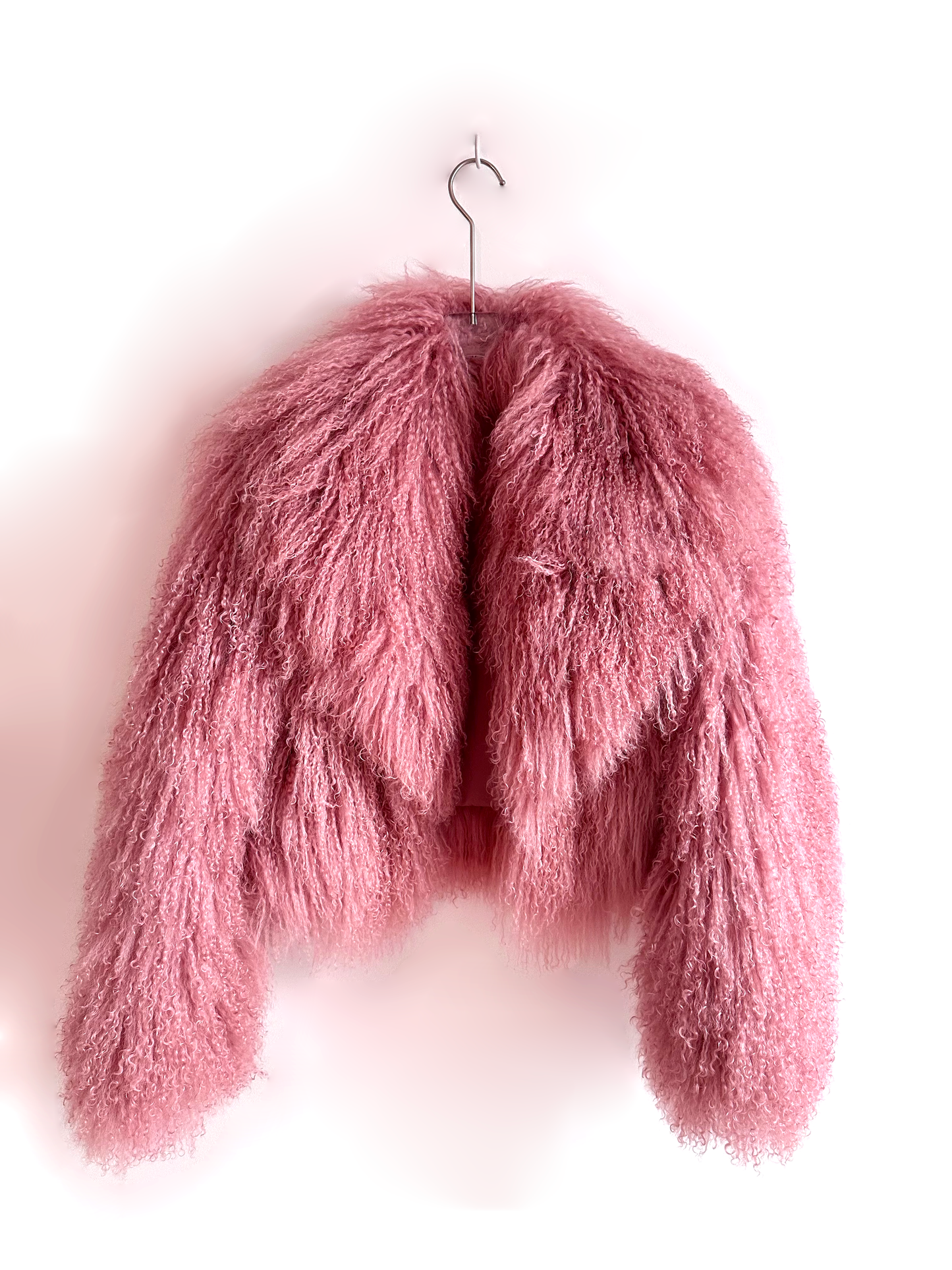 GENUINE MONGOLIAN FUR COAT - BLUSH PINK