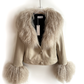 GENUINE LEATHER & MONGOLIAN FUR JACKET - CARAMEL BEIGE