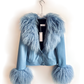 GENUINE LEATHER & MONGOLIAN FUR JACKET - BLUE